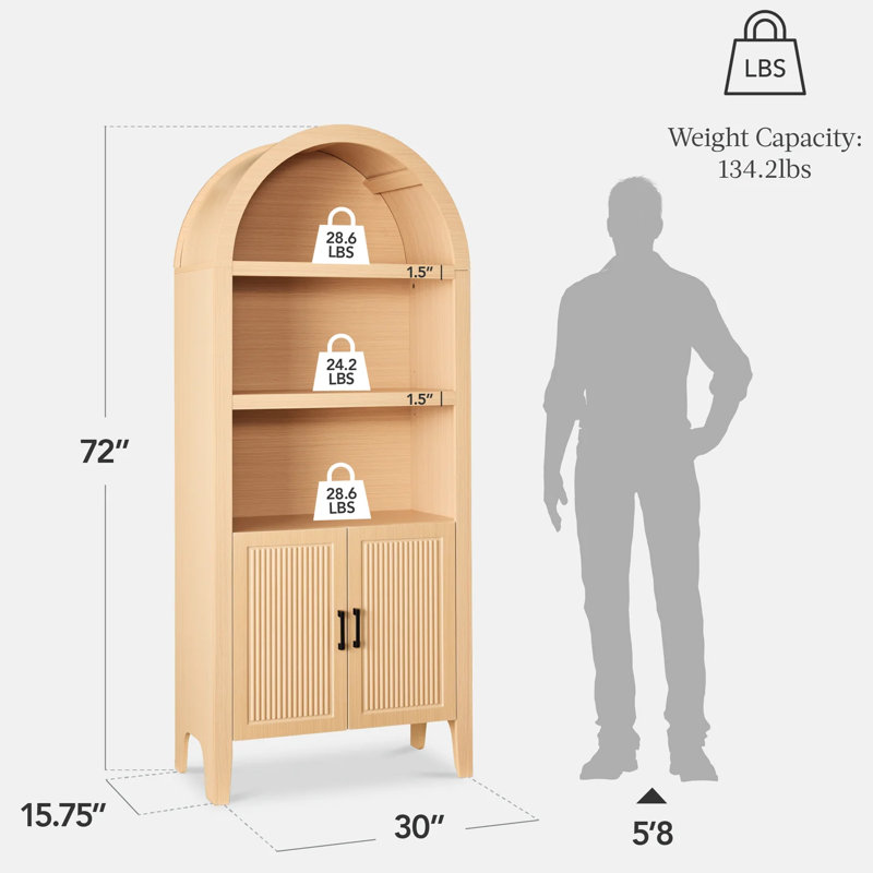 Arched 5-Tier Storage Cabinet, Natural