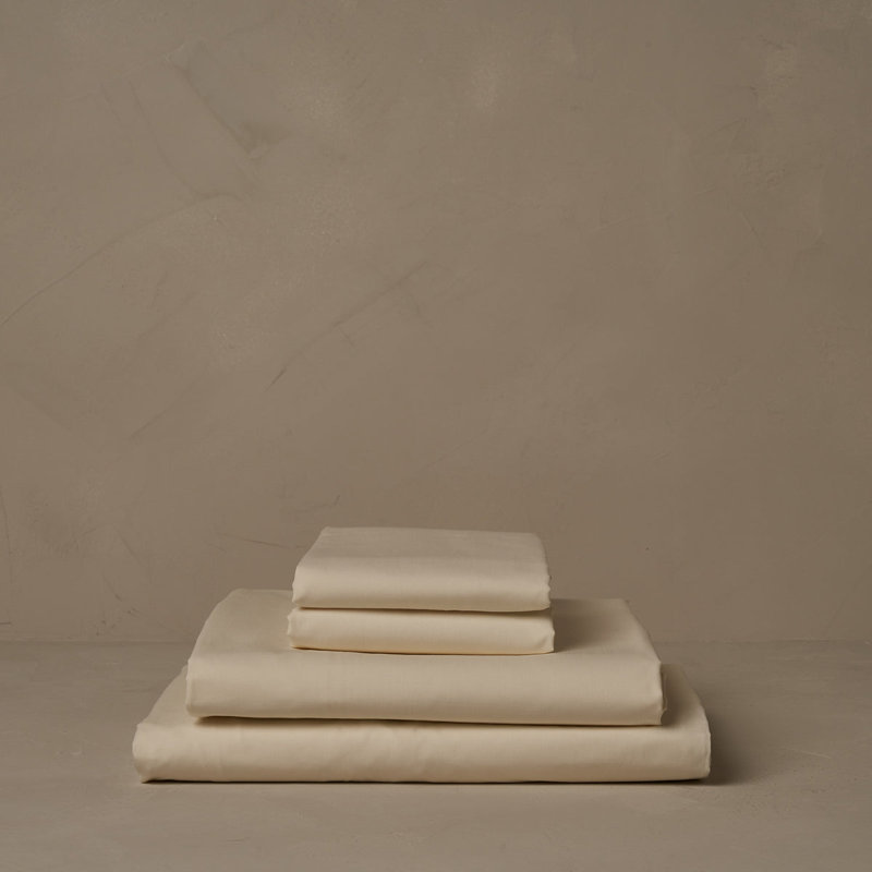Classic Percale Sheet Set, Ivory, Cal King Sheet Set with 2 Standard Pillowcases