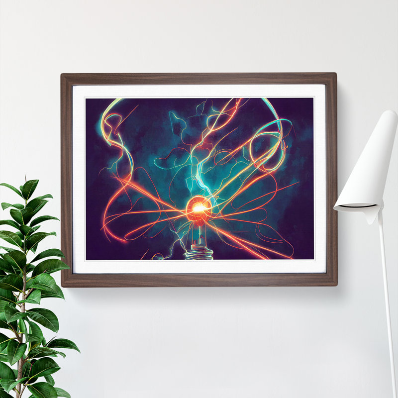 XH1022-3007X Electricity Art Vol.1 - Single Picture Frame Print, 46cm H x 64cm W x 2cm D, Walnut