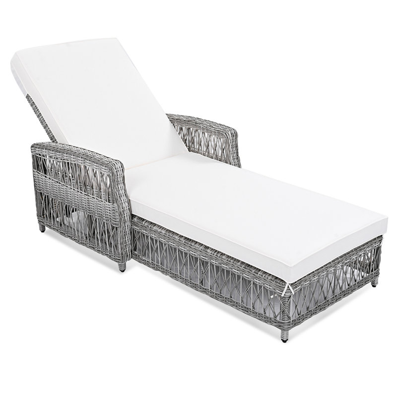 Adjustable Patio Lounger with Durable Wicker and Comfortable Cushions for Relaxation and Versatility, Beige