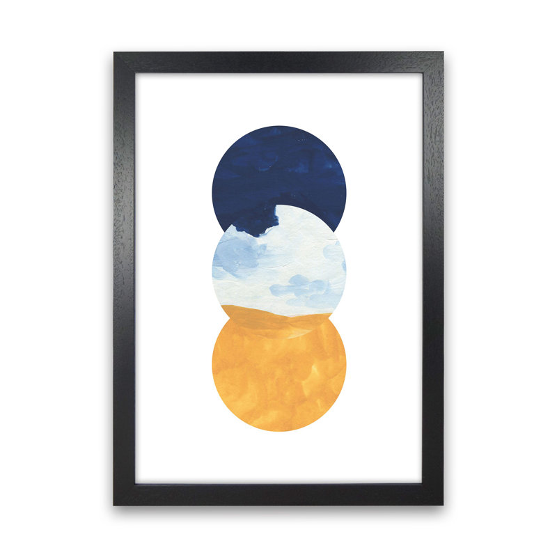 Horizon Abstract Circles by Pixy Paper - Print, 59.4cm H x 42cm W x 3cm D, Black Framed