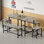 Ensemble de table de salle à manger extensible pour 4-8 à 63 pouces de large plateau de table en bois brun rustique extensible avec structure en métal, 2 bancs et 2 tabourets, peu encombrant pour la cuisine, les appartements ou les rassemblements-1274671031