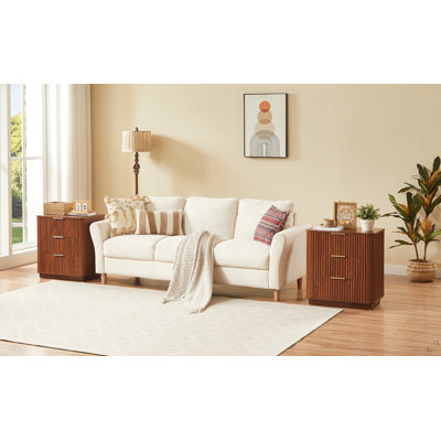 3 Drawers Nightstand Set of 2, 23.6'' Wide Modern Chest of Drawers Curved wave Design, Nightstand, Wood Drawer Organizer for Bedroom, Living Room, Hallway