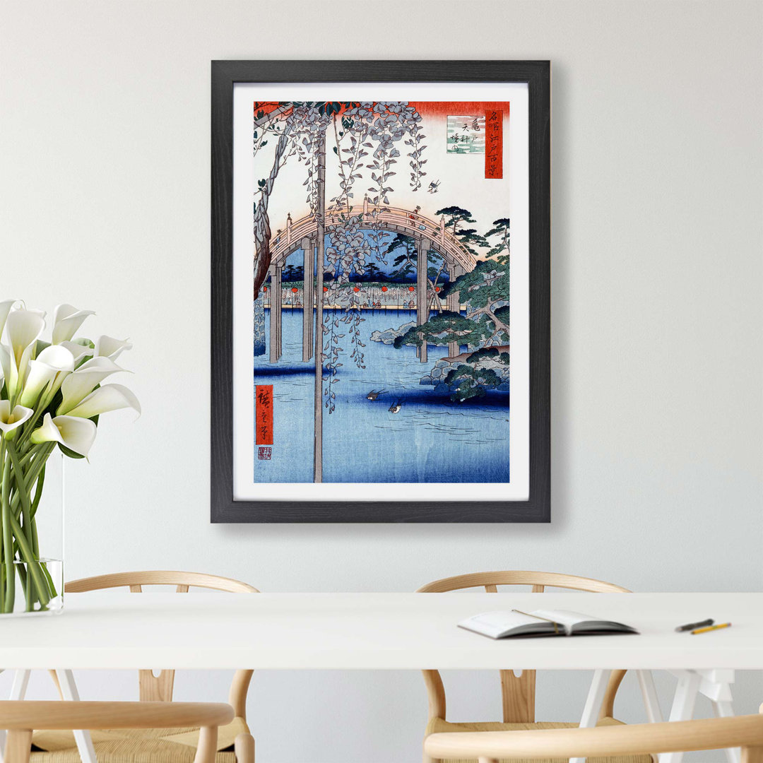 Kameido Tenjin Shrine Grounds by Utagawa Hiroshige - Framed Print