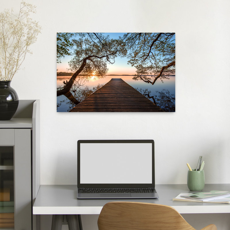 Art contemporain, paysage paisible, paisible et serein, paysage marin, H 16 po x l 24 po