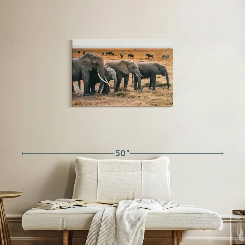 Troupeau d'éléphants Bramos Amboseli, H 20 po x l 30 po