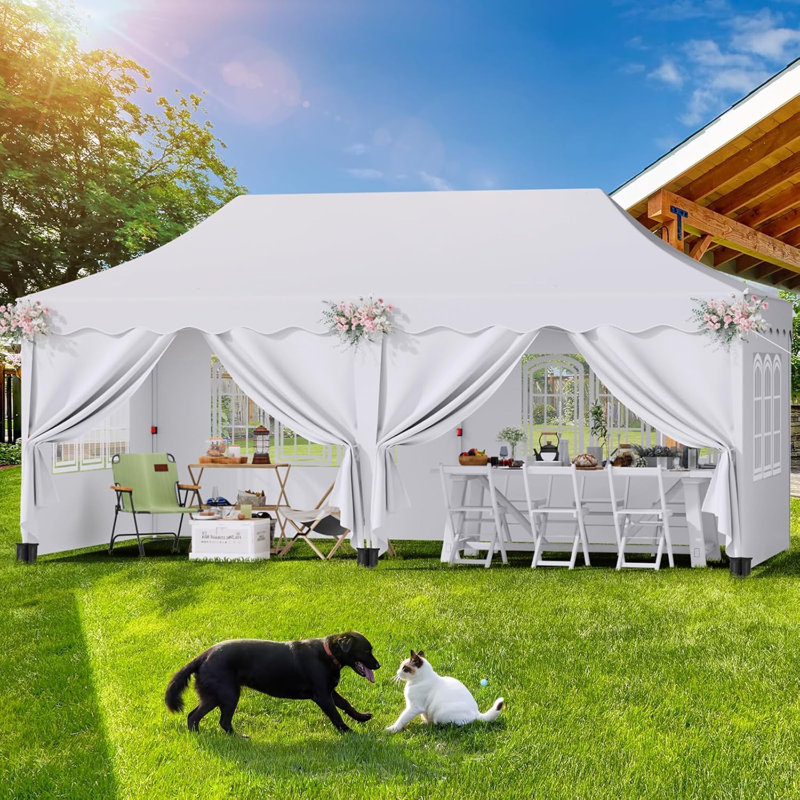 3mx6m Pop Up Gazebo, Waterproof Folding Tent With 6 Removable Sidewalls, 6 Sandbags & Storage Bag, Upf50+ Marquee Canopy Outdoor Pavilion, Event Shelter For Garden Party Wedding Market Camping