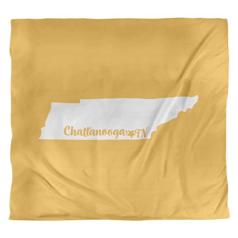 Housse de couette réversible simple Chattanooga Tennessee, Housse de couette pour très grand lit, Jaune, Microfibre