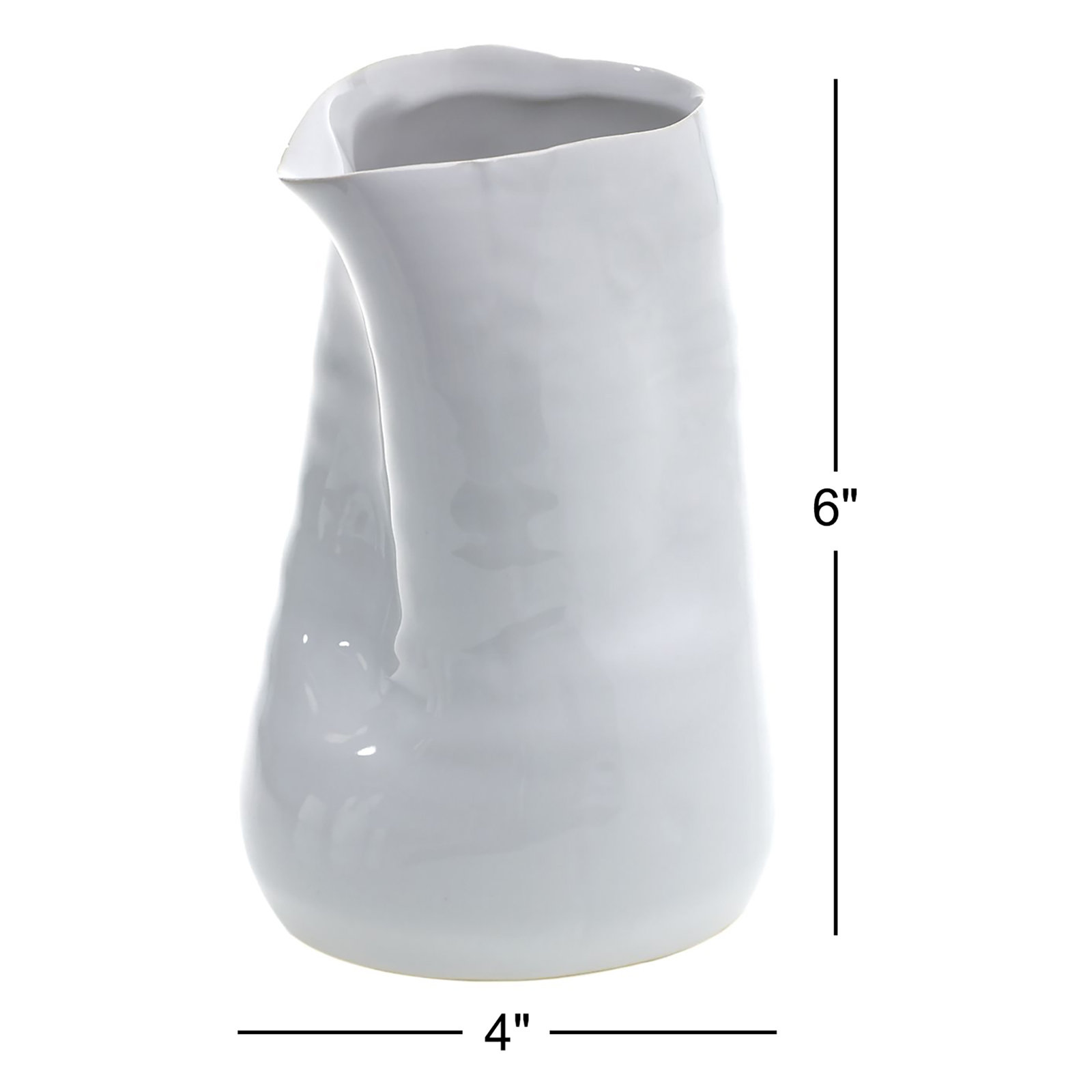 Livinia Handmade Ceramic Table Vase, White, 6" H x 4" W x 4" D