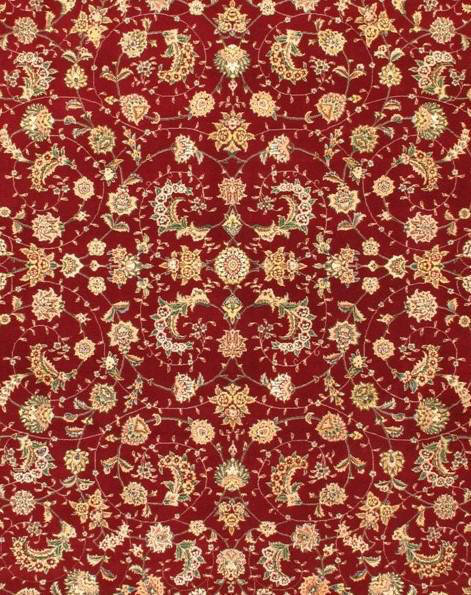 Tabriz Floral Area Rug in Red/Ivory