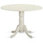 L'ensemble de salle à manger 5 pièces comprend une table de salle à manger ronde avec Dropleaf et 4 chaises rembourrées en tissu bleu lin, blanc lin-1999411107-1999411104-1914477167