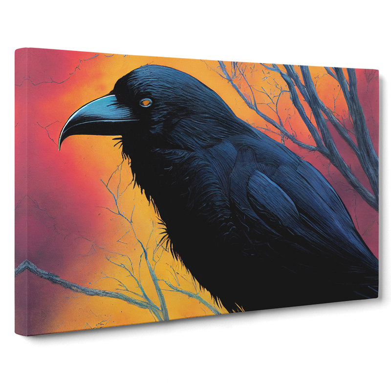 Beaming Raven Bird - Wrapped Canvas, 50cm H x 76cm W x 3cm D