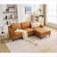 Canapés modulaires | 94,5 pouces style Mid-Century moderne en forme de L | Chaise droite | Pour le salon et le bureau | cuir véritable | Brun clair-1406023023-1406023021
