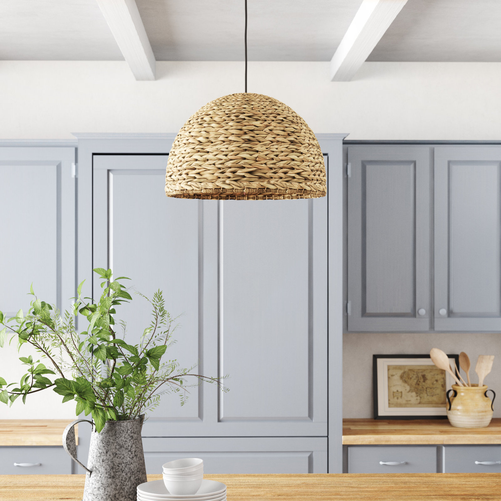 Shoreline Single Light Seagrass Pendant
