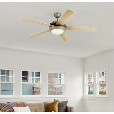 52"" Pointsettia 5 - Blade Standard Ceiling Fan with Pull Chain and Light Kit Included -  Ebern Designs, F1A94733A832403ABBF3B859866AC7B4
