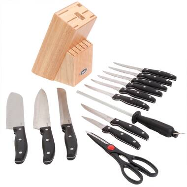 AMEGAT 15-Piece Knife Set with Built-in Sharpener and Carving Fork, Ultra  Sharp Knife Block Set with Full Tang Design & Wooden Handle, High Carbon