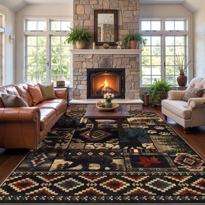 Rustic Cabin Animal Deer Washable Area Rug