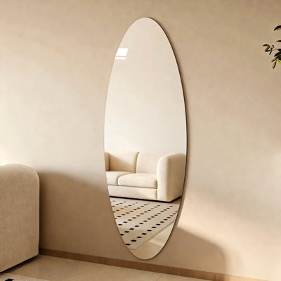 63" X 21" Wall Mirror, Hd Copper- Silver Glass, Shatterproof Backing, -, Adhesive Mount, Suitable For Entryways And Living Spaces, Crystal-Clear Reflection Excellence Full Length Shatterproof, Ideal