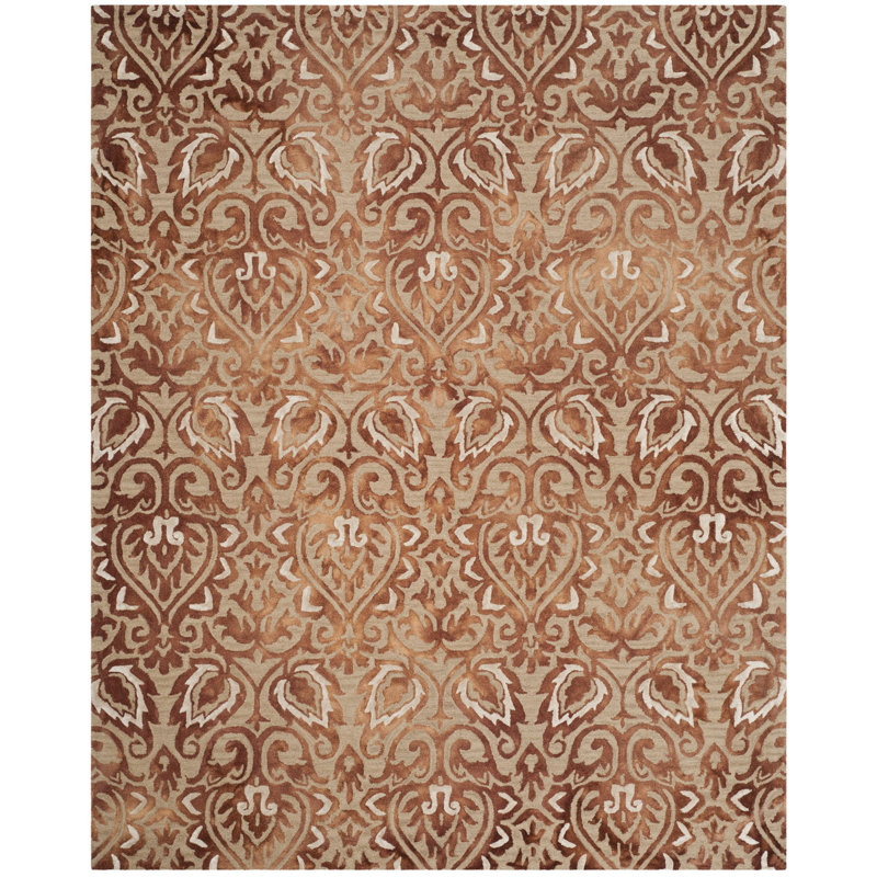 Tapis géométrique en laine / coton touffeté à la main Pimentel, Rectangle 5 pi x 8 pi