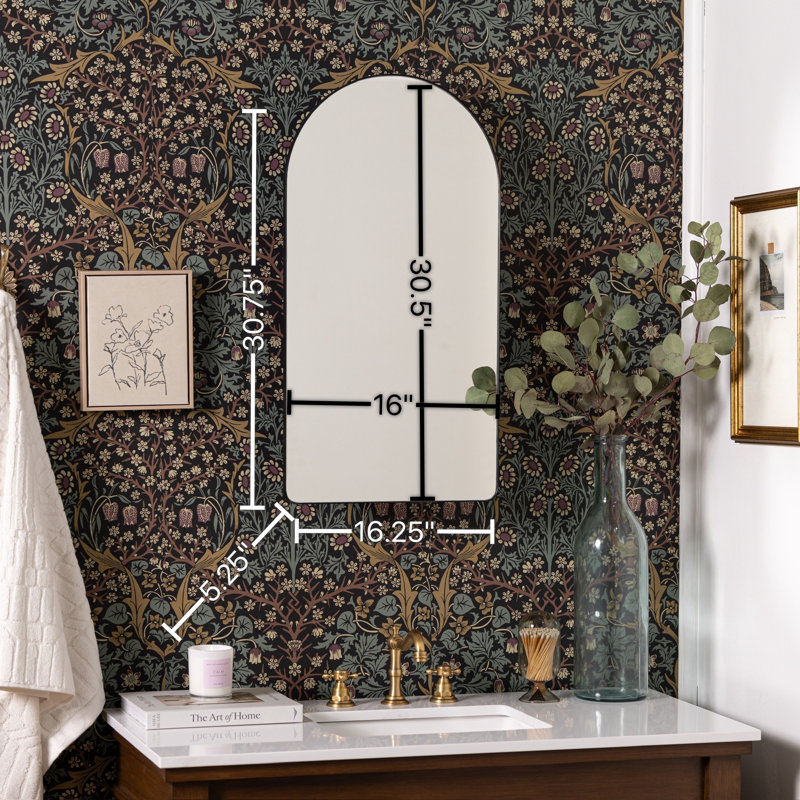 Eaton Arched Medicine Cabinet, Recess Mount, Black