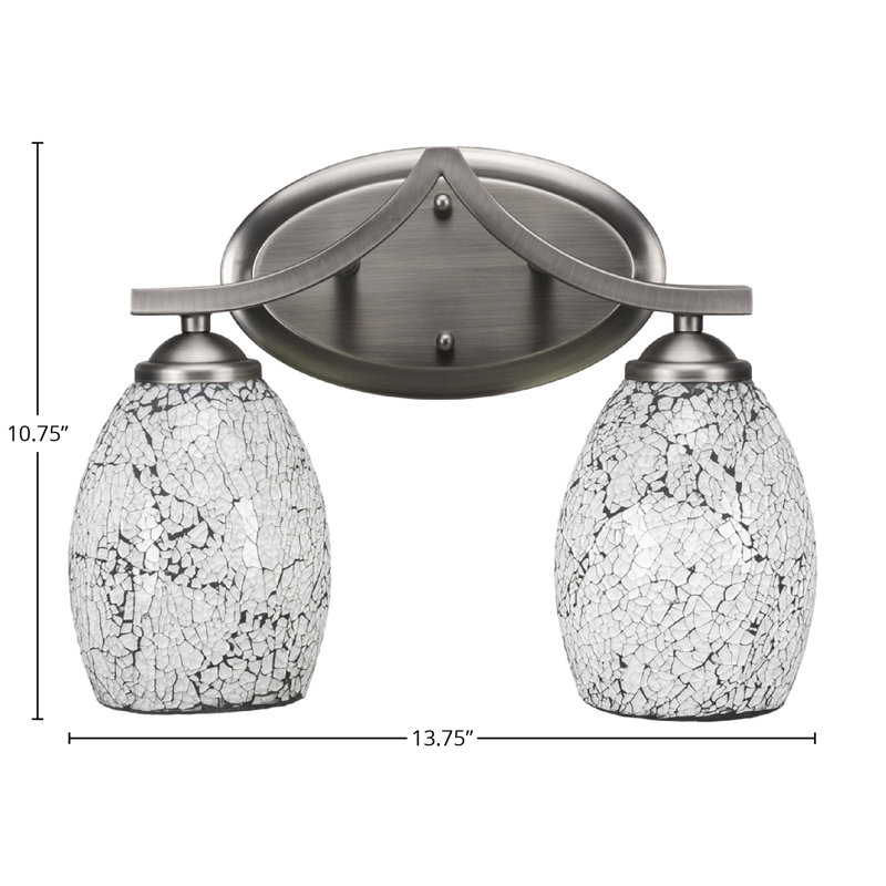 Zilo 2 Light Bath Bar Shown In Graphite Finish With 5" Black Fusion Glass, Graphite, Black