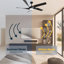Ventilateur de plafond intérieur / extérieur 60 pouces avec pales en ABS Kodiak, noir mat avec pales noir mat, DEL 6CCT sélectionnables, moteur à courant continu Whisper-Silenc, télécommande (5 pales)