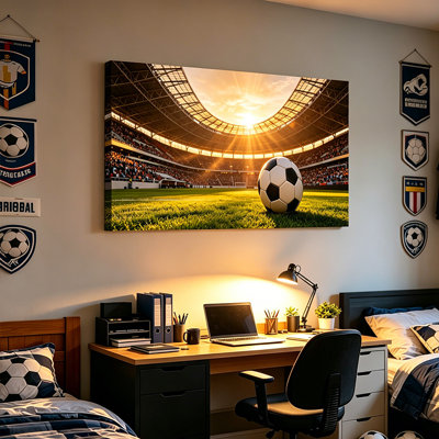 Ballon de soccer sur toile tendue, décoration murale moderne sur le thème des sports de stade