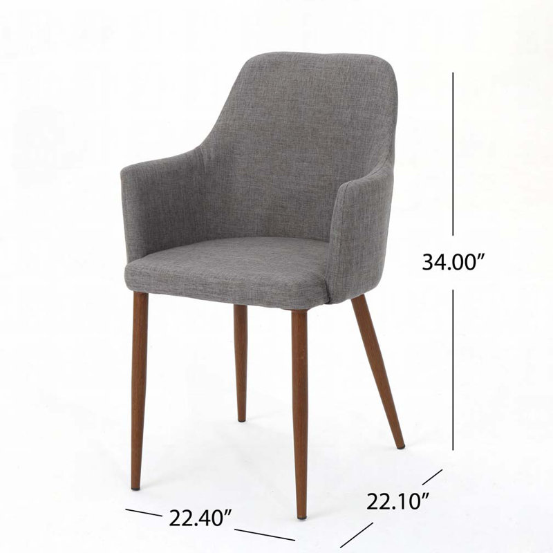 Chaise rembourrée avec pieds en bois, Brun, Gris clair