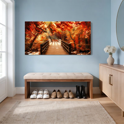«Autumn Forest Bridge», ensemble de 1 reproduction d'art sur toile tendue sur toile