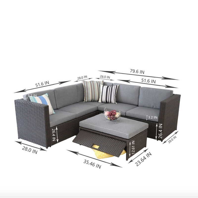 McNab 5 - Person Patio Conversation Set with Cushions, Chocolate