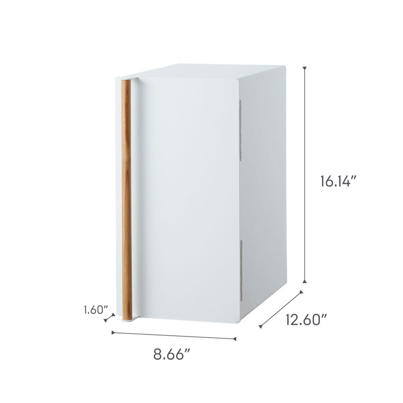 White Steel and Wood Two-Tier Vertical Bread Box