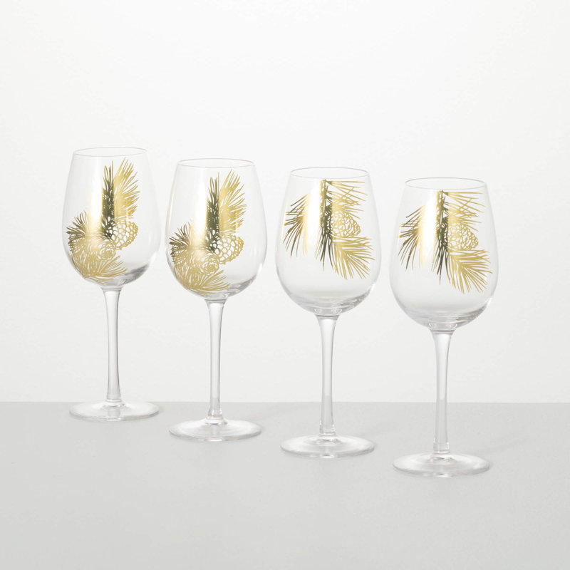 The Holiday Aisle® Elkview 4 pièces 8 oz. Ensemble de verres à vin tout usage en verre Glass