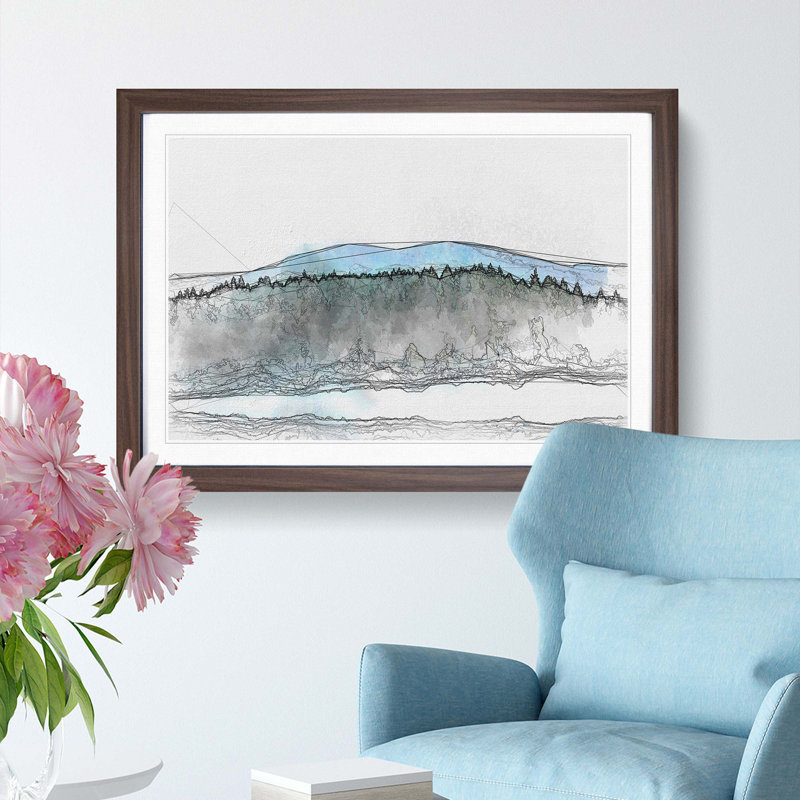 Fir Tree Forest in Abstract - Picture Frame Graphic Art Print, 27cm H x 36cm W x 2cm D, Walnut Framed