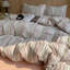 Ensemble de housse de couette en coton délavé à rayures fines Farmhouse-124943809-124943814