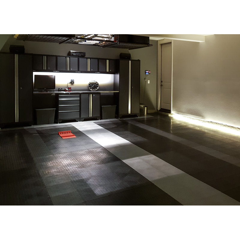 Beige Copolymer Interlocking Non-Slip Garage Floor Tiles, 48-Pack