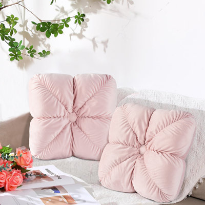 Coussins décoratifs pour canapé-lit - Ensemble de 2 oreillers élégants en forme de fleur à la main, coussin de sol en velours doux et durable pour la décoration intérieure, le salon et le canapé