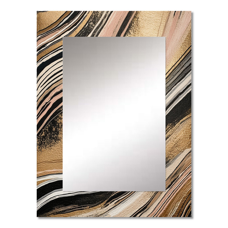 Miroir décoratif doré, impression sur métal doré, 32 po x 24 po