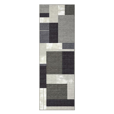Runner Rug 2x6 Modern Washable Rug Runner Color-Blocked Entryway Rugs Geometric Print Hallway Runners Contemporary Non-Slip Low Pile Kitchen Rugs for Bedroom Laundry Bedside Nursery Brown