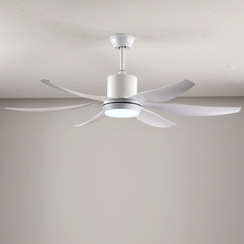 6 PCS ABS Blades  56 Ceiling Fan With Light Kit 3 Color LED Light Source, DC 6 Speed ,Remote Control Ceiling Fan, White