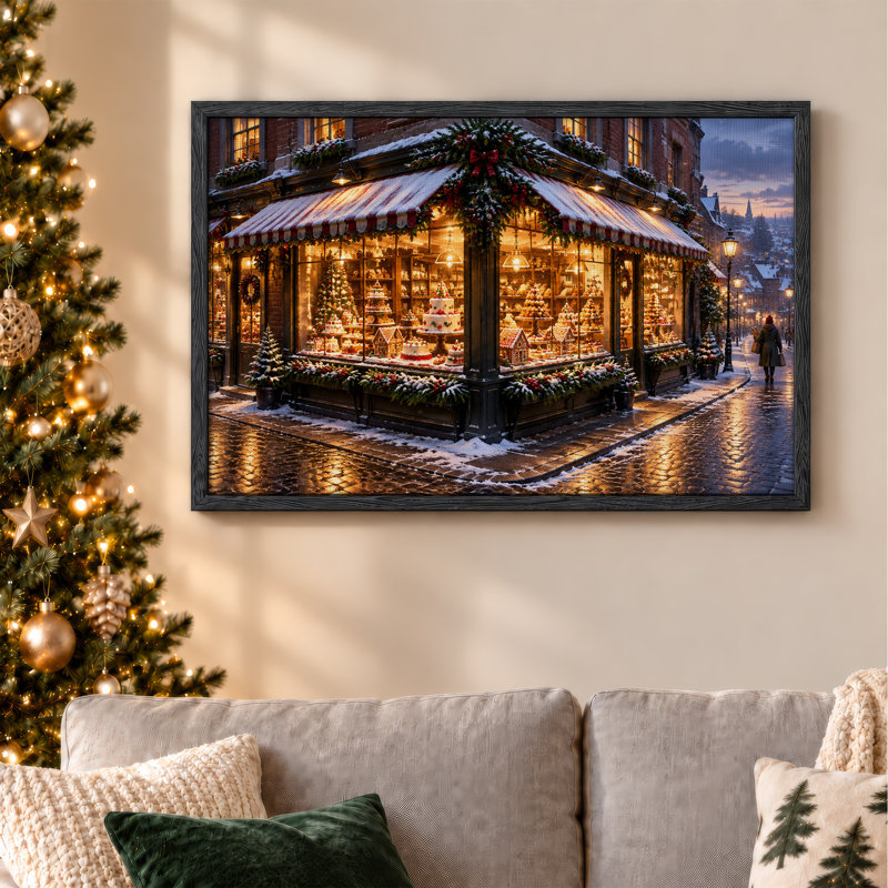 «Winter Bakery Window Art», art mural sur toile de Noël, H 32 po x l 48 po