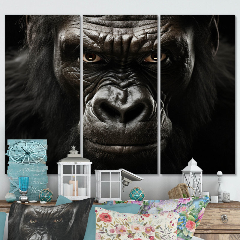 Afrique Gorillas Majesty sur toile, 3 pièces, H 28 po x l 36 po x P 1 po