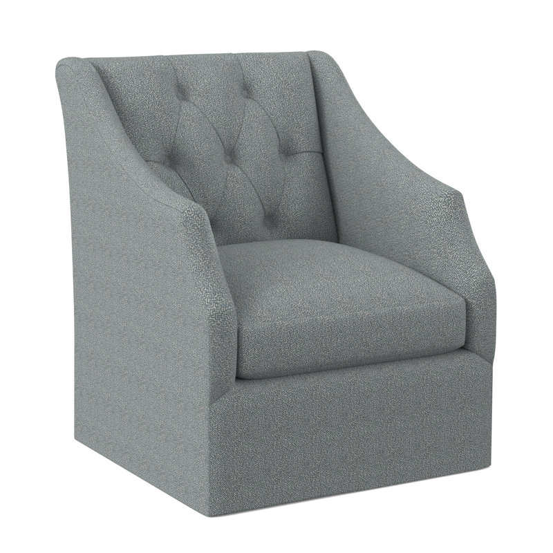 Chaise pivotante à dossier capitonné Claudette, Mélange de polyester cyan maya