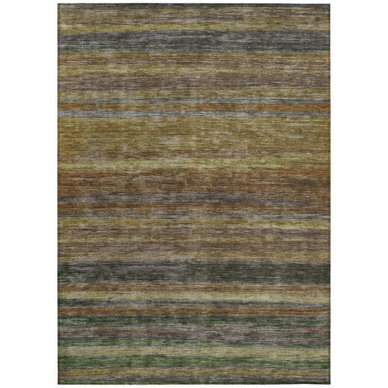 Doravine Brown Washable Indoor-Outdoor Rug - LOOMLAN, 5' x 7'6"