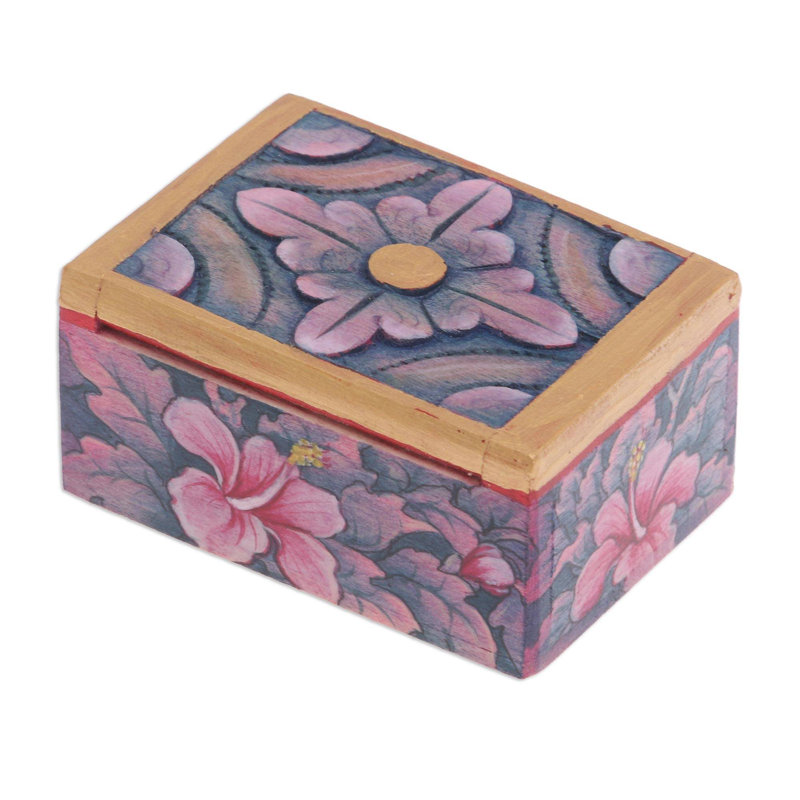 Mini boîte à bijoux en bois Floral Delicacy