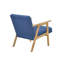 Chaise berçante d'appoint rembourrée en tissu bleu moderne avec structure en bois d'hévéa massif, finition naturelle - Meubles de salon contemporains-459862612-459862615