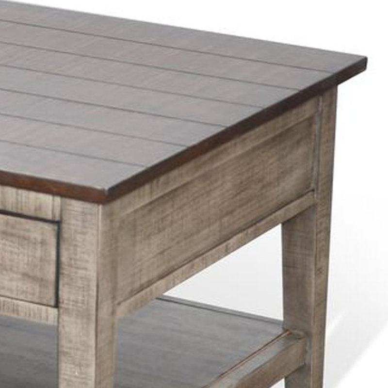 Table basse Camie, plateau de 48 pouces, 3 tiroirs, acajou massif gris