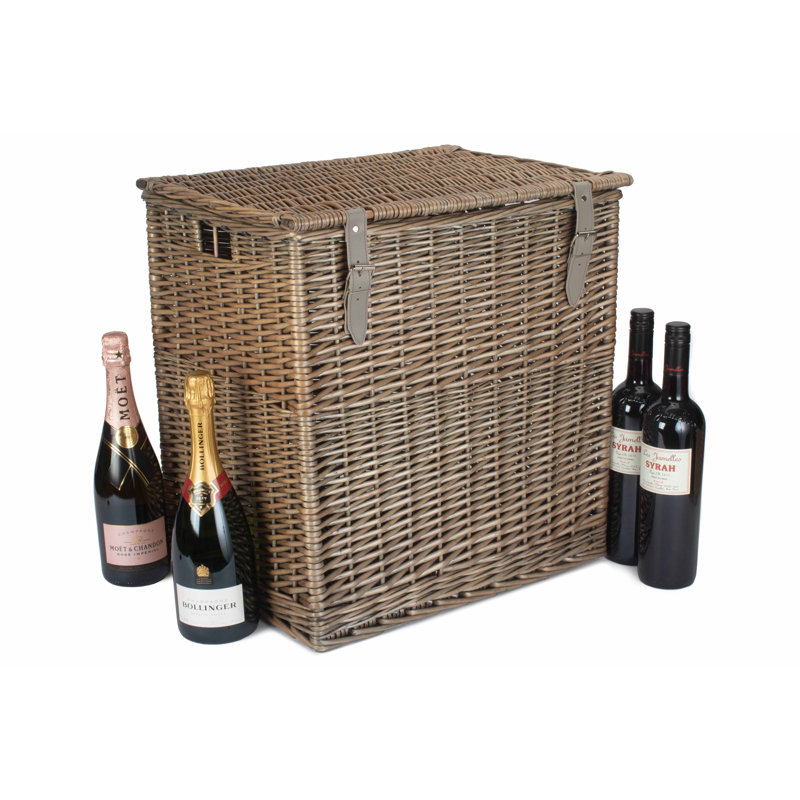 Wicker Vintner Hamper Storage Basket, 50cm H x 46cm W x 37cm D, Antique Wash