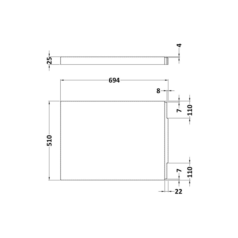 End Panel, 51cm H x 70cm W