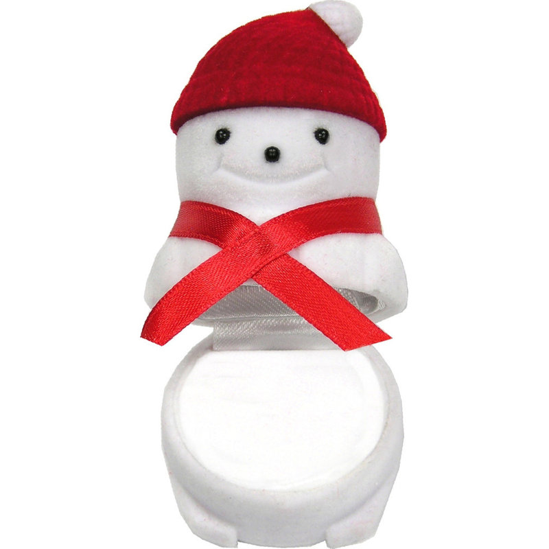 Boîte-cadeau en forme de bonhomme de neige en velours blanc, bague, boucles d'oreilles, etc. 6 pièces, 6