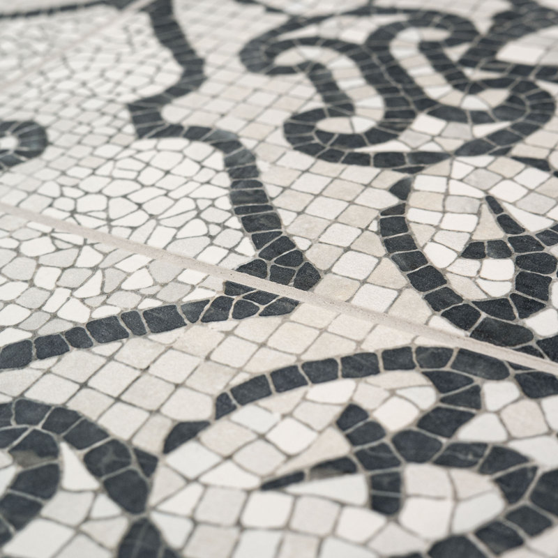 Galleria 8 in. X 8 in. Matte Porcelain Encaustic Floor and Wall Tile, Amalfi Bianco